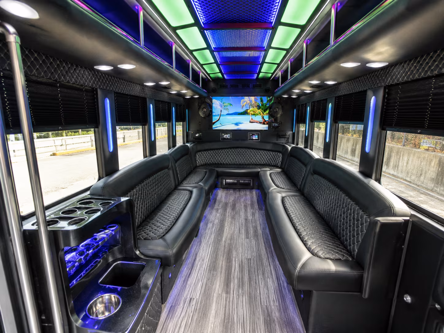 torrance 18 passenger party bus inside