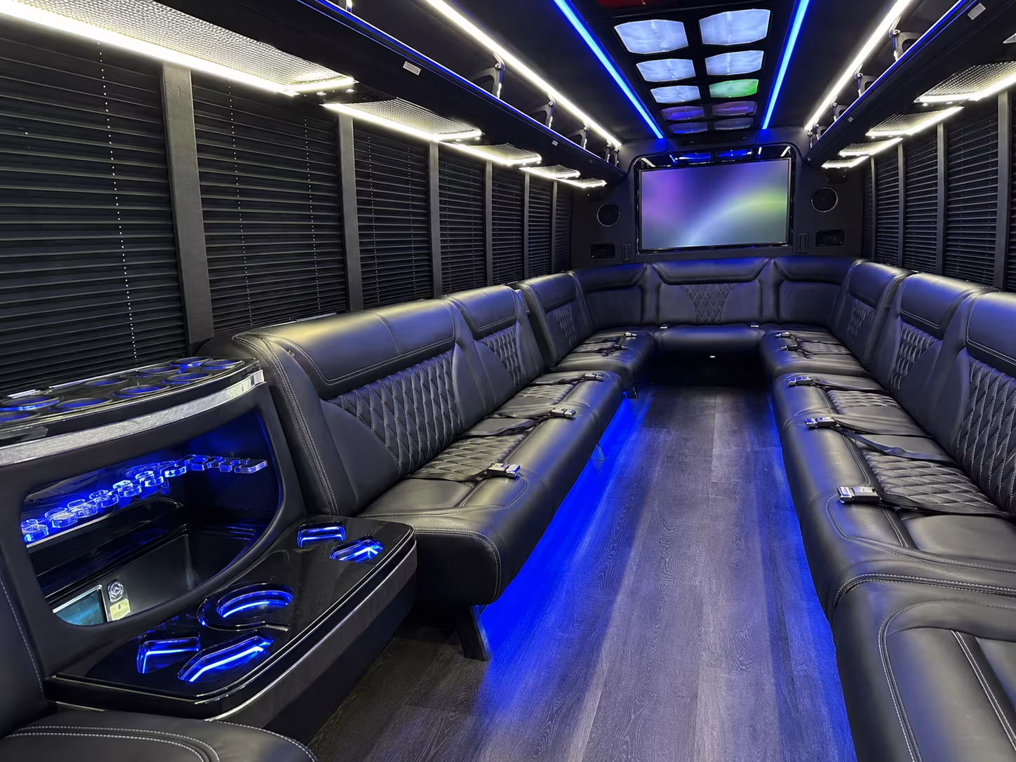 torrance 20 passenger party bus inside