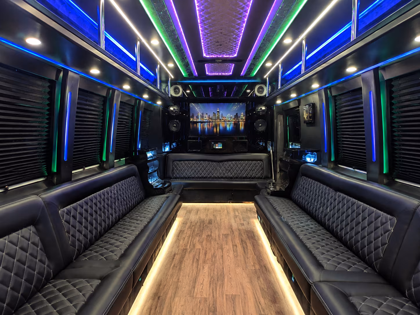 torrance 25 passenger party bus interior