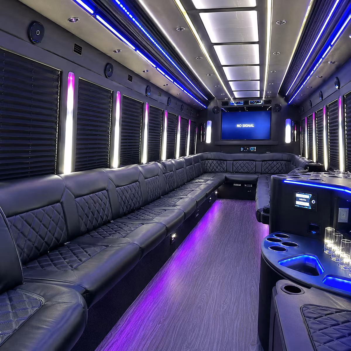 torrance 30 passenger party bus inside