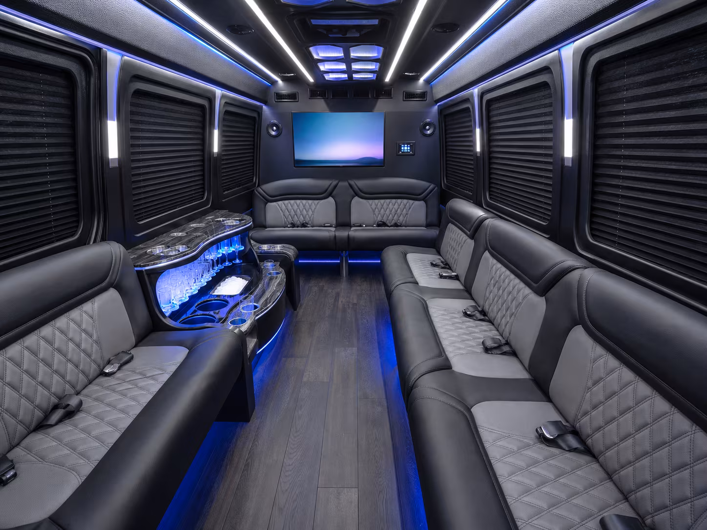 torrance 40 passenger party bus interior